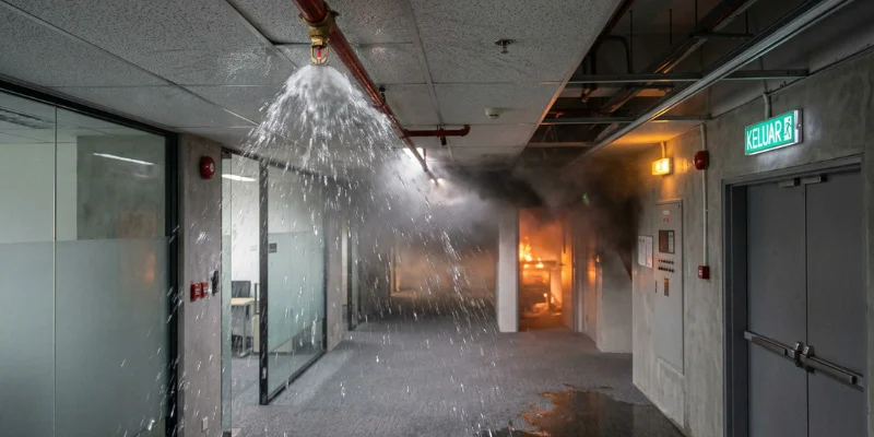 Fire sprinkler pemadam kebakaran gedung.