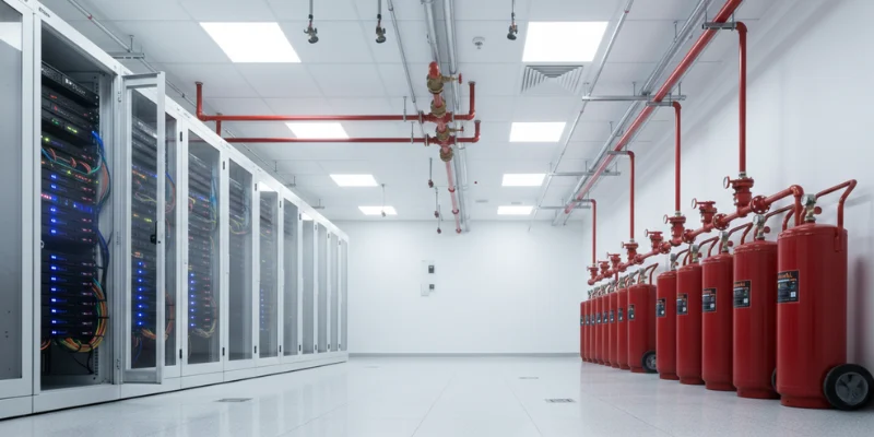 Fire suppression system untuk data center perusahaan.