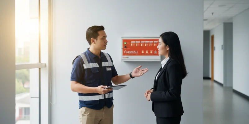 Layanan sistem alarm kebakaran gedung.