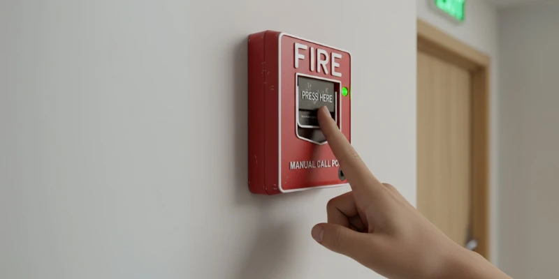 Manual push button fire alarm.