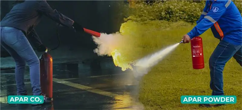 pemadam api powder dan CO2 untuk Kebakaran Listrik